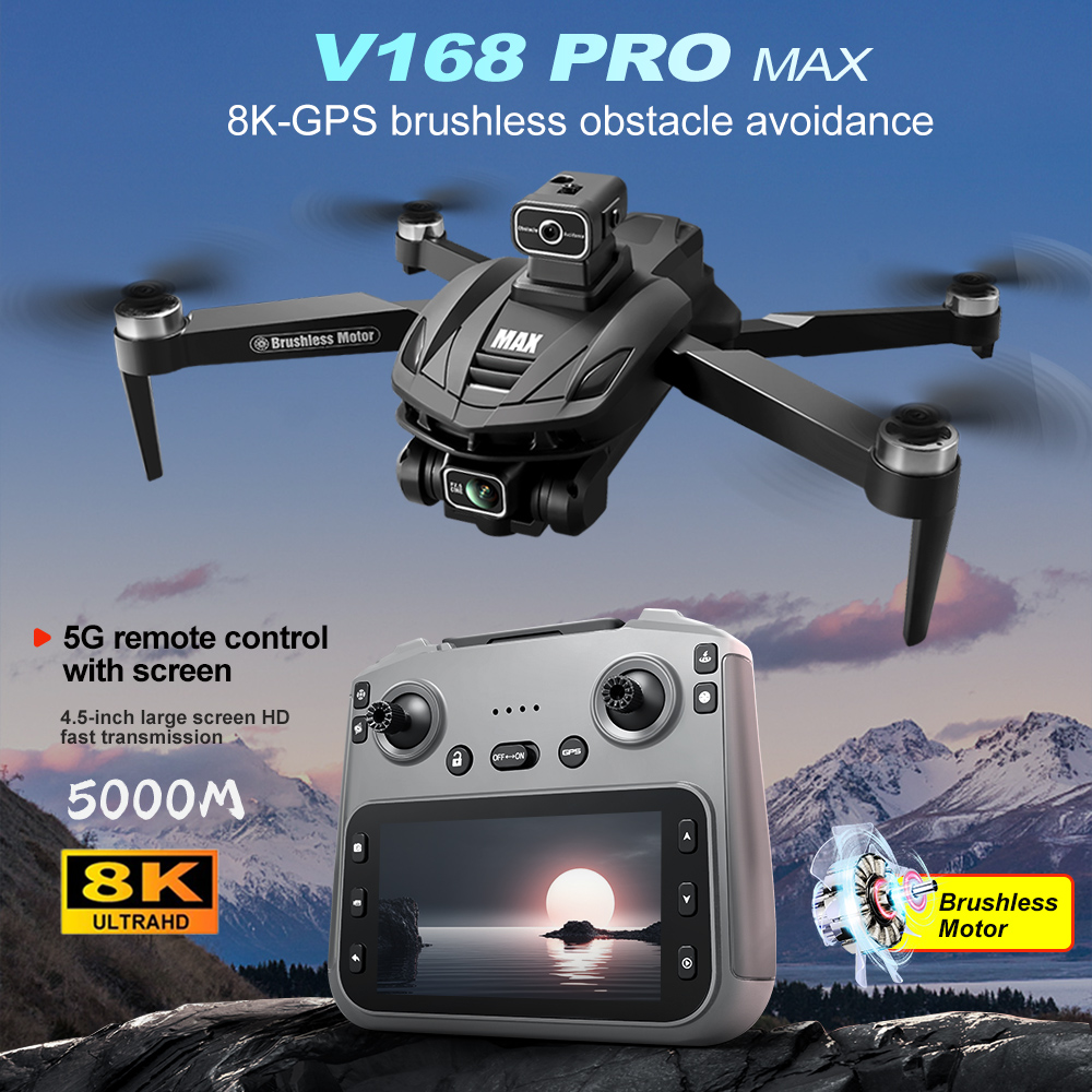 Drone Rc With Screen - V168 PRO Max GPS Drone 8K
