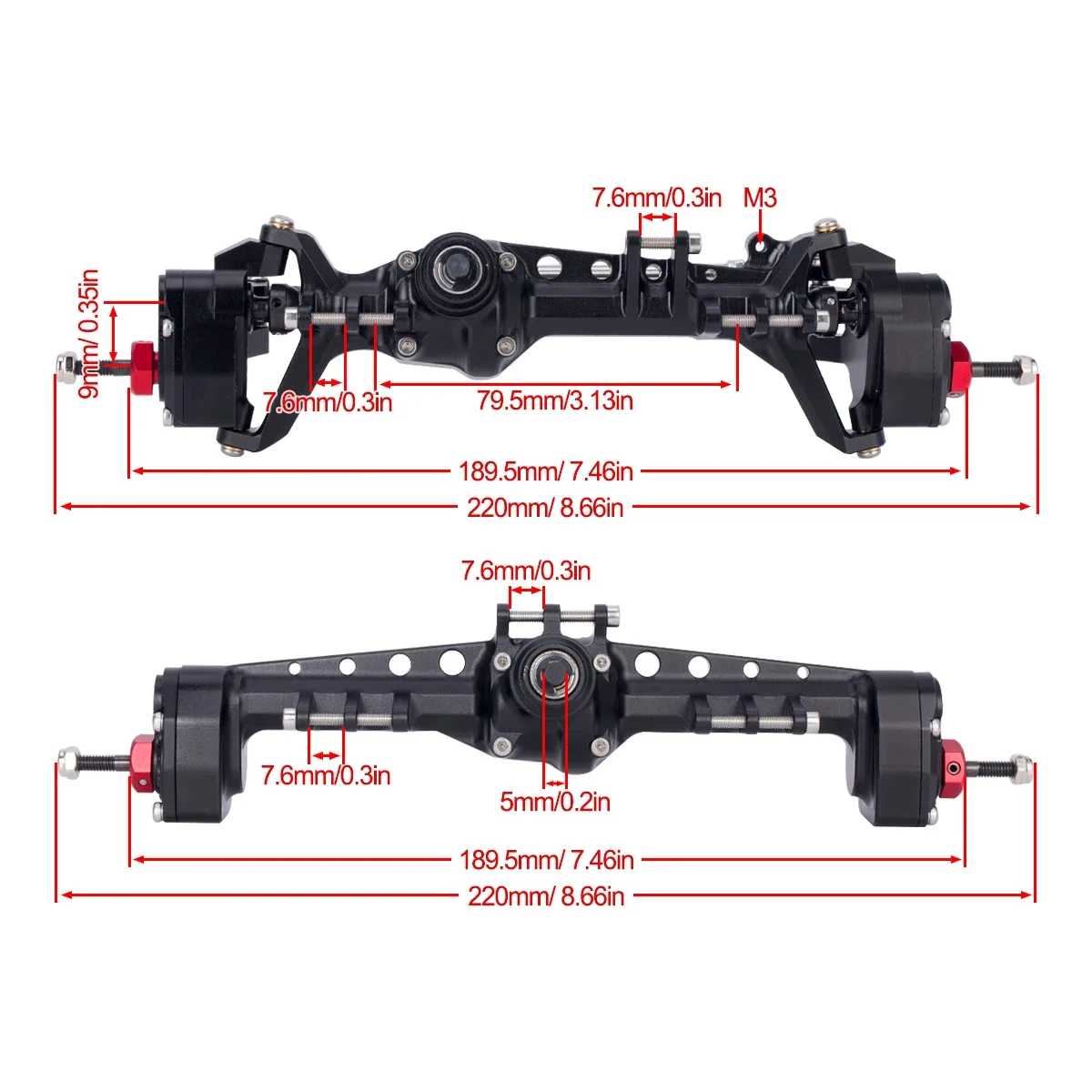 Aluminiowa CNC SCX10 III przed – Rc Crawler Axle Parts recenzja i cena